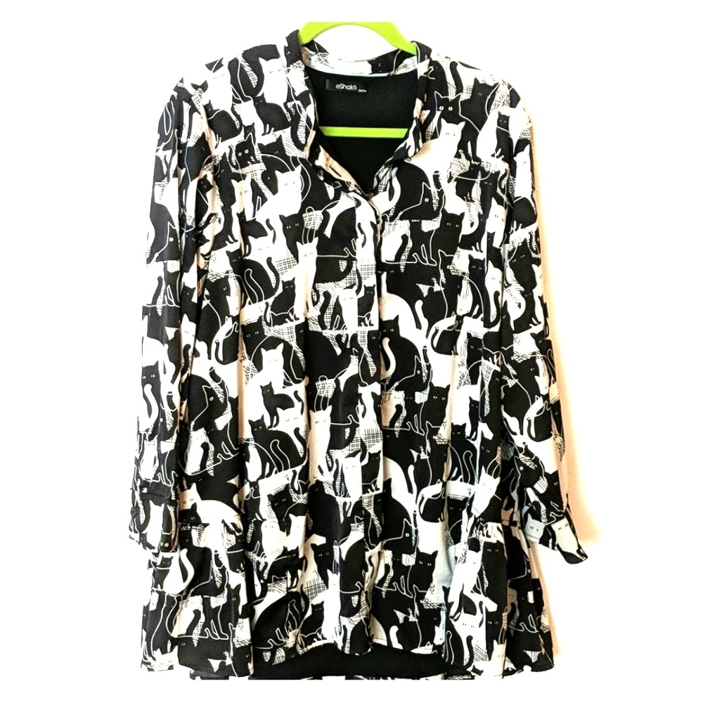 Eshakti All the Kitties  Peplum Tunic -size 1x